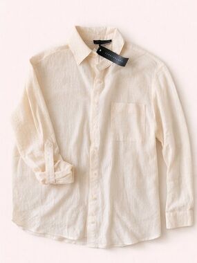 Jane and Delancey Women’s Oversized Cream Button-Up Blouse/Shirt